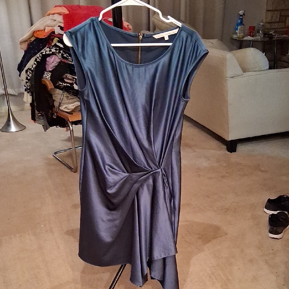 RACHEL Rachel Roy Asymmetrical Satin Dress in Deep Blue
